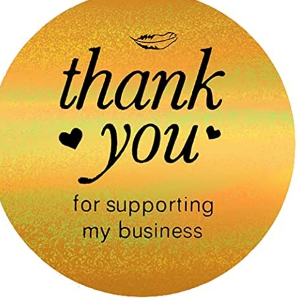 50 ct 1.5" GOLD Foil Round Thank you - Picture 1 of 5